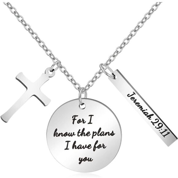 Cross Prayer Faith Bible Verse Religious Necklace - Picture 4 of 4
